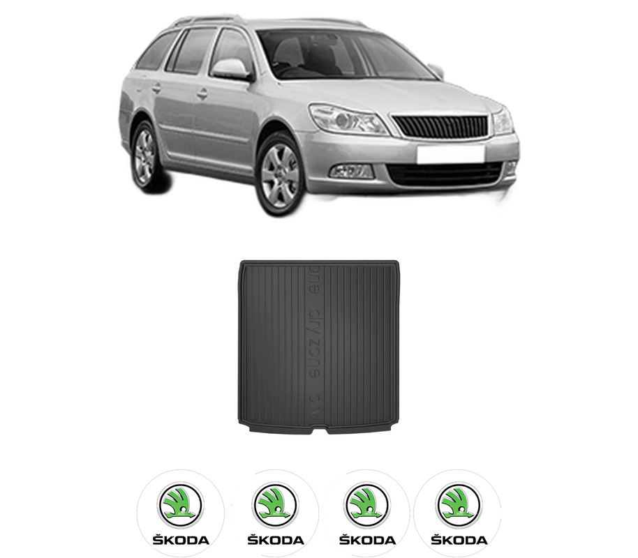 Tavita Portbagaj SKODA OCTAVIA II Combi (1Z5) din 2004-2013, Protectie Portbagaj Auto, 4x Stickere auto cu SKODA