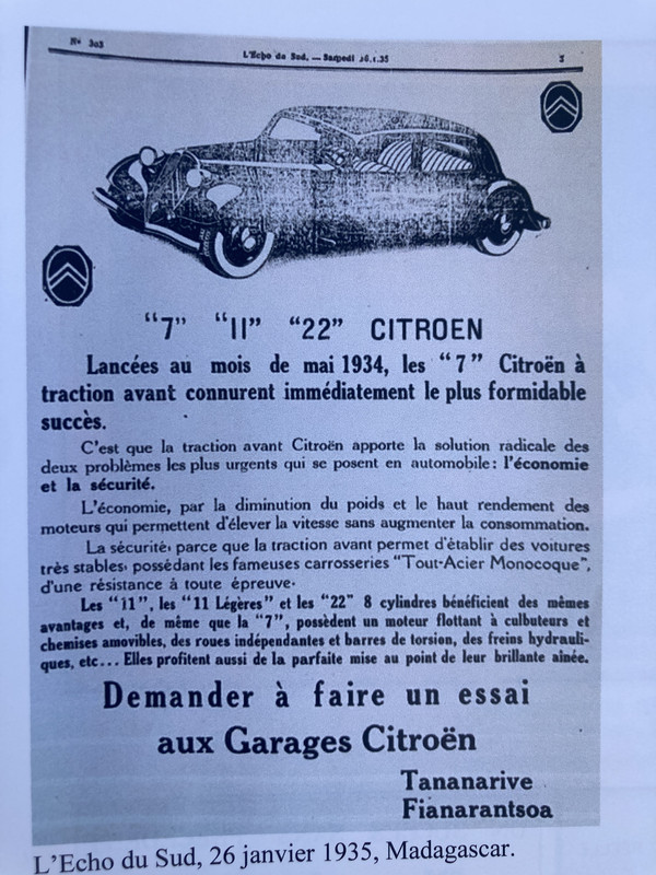 advertentie jan 1935 madagascar en 22cv