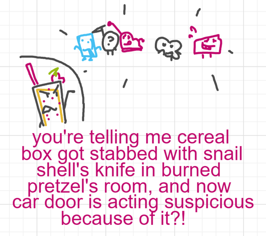 A panel from A Murder On The, episode six of the Board Boards object show by Furretwalk/WalkingFurret.