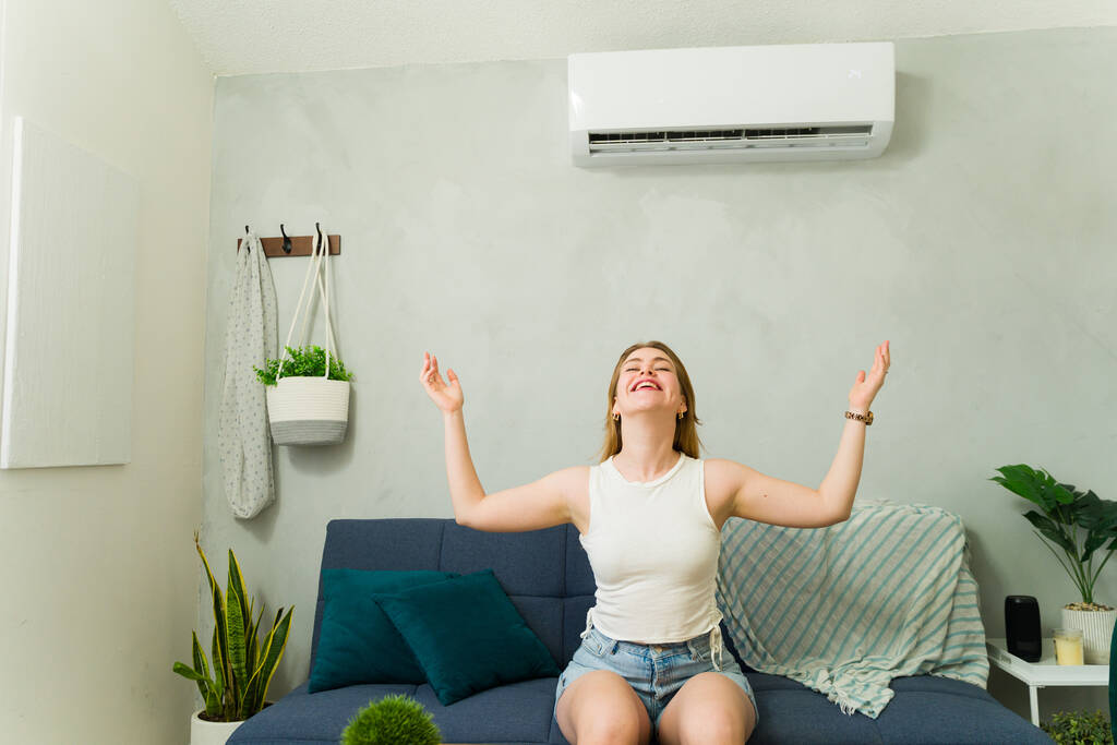 Homeowner Relaxing in Air Conditioned Living Room