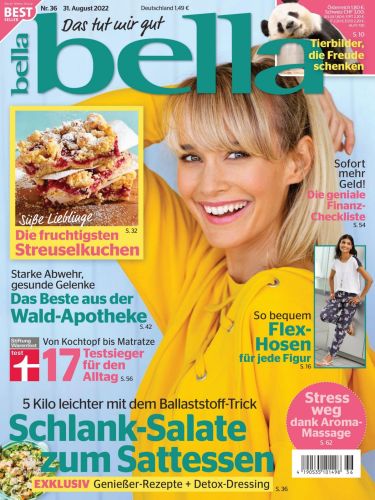 Cover: Bella Frauenzeitschrift No 36 vom 31 August 2022 Cover: Bella Frauenzeitschrift No 36 vom 31 August 2022