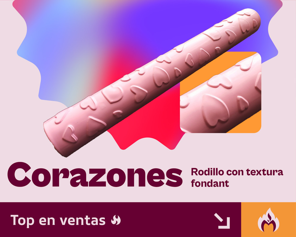 Rodillo Plástico de corazones Texturizador De masa porcelana y fondant