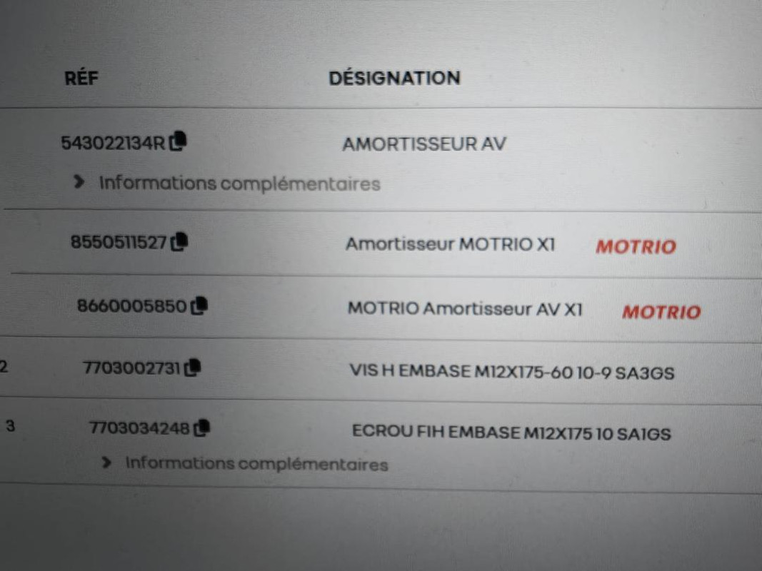 reference amortiseur clio 3 gt dci