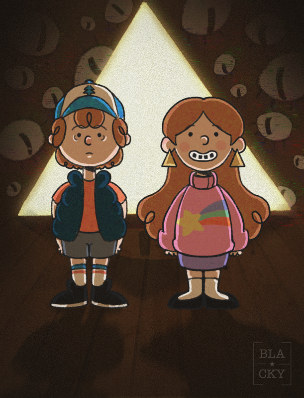 Gravity Falls' Dipper and Mabel in the Peanuts style
