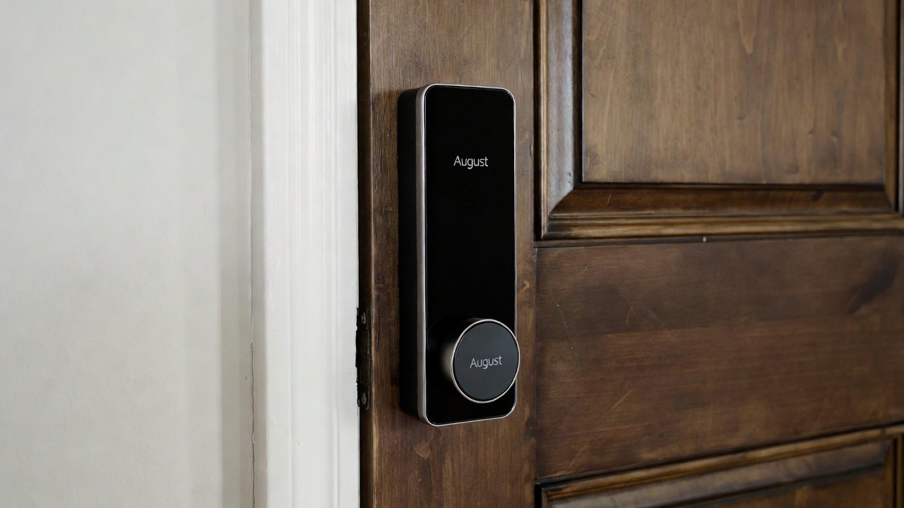 August Wi-Fi Smart Lock 4th generation installed on the interior side of a door
