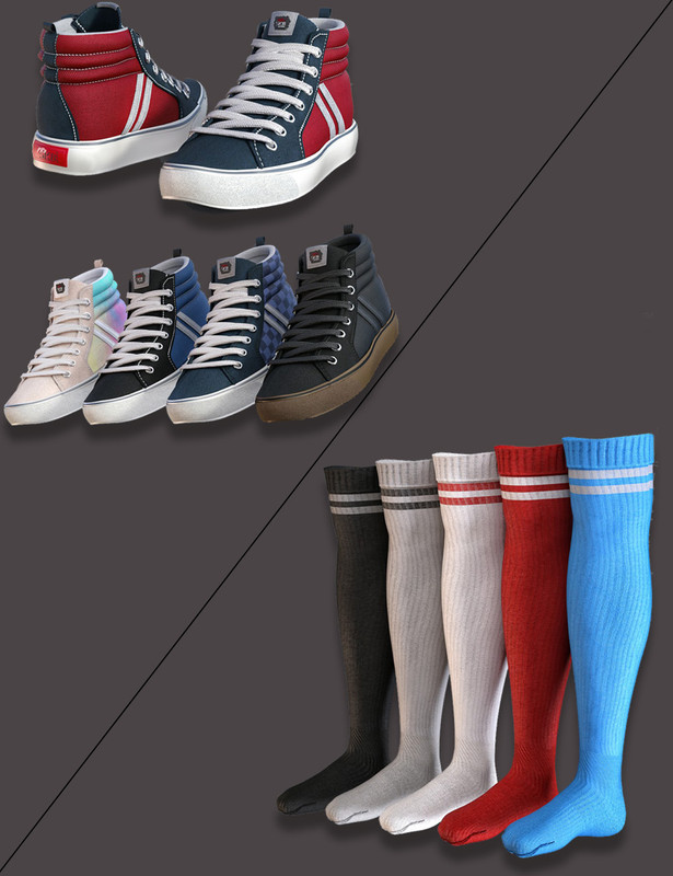 AJC Pro Skate Sneakers and Socks for Genesis 8 and 8.1 Females