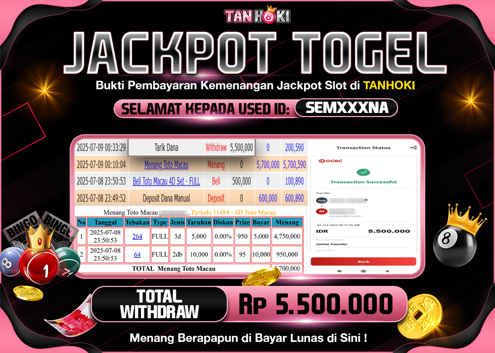 TANHOKI JACKPOT TOGEL TOTO MACAU Rp.5.500.000,- LUNAS