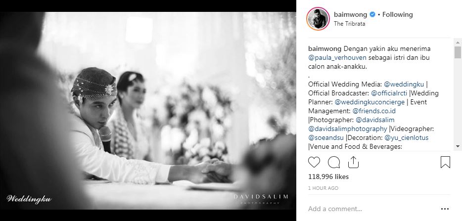 Unggahan Baim Wong tentang akad nikah
