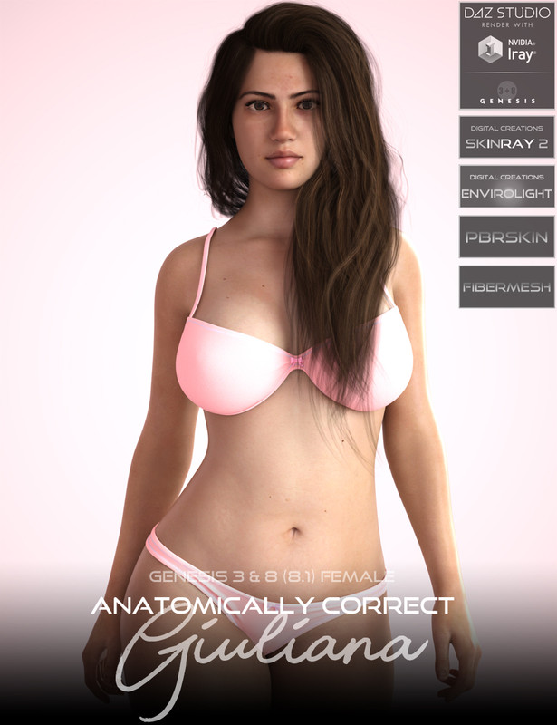 Anatomically Correct Giuliana for Genesis 3 and Genesis 8 Female (8.1)