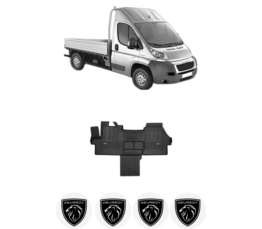 Set covorase presuri PEUGEOT BOXER Platform/Chassis din 2006-2023, auto, din cauciuc thermoplastic, 4 Stickere auto cu PEUGEOT