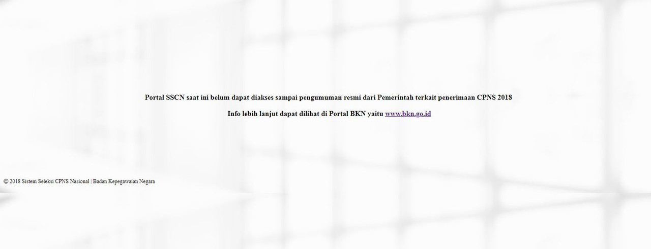 Capture screen portal sscn.bkn.go.id pagi ini, Rabu (19/9/2018)  