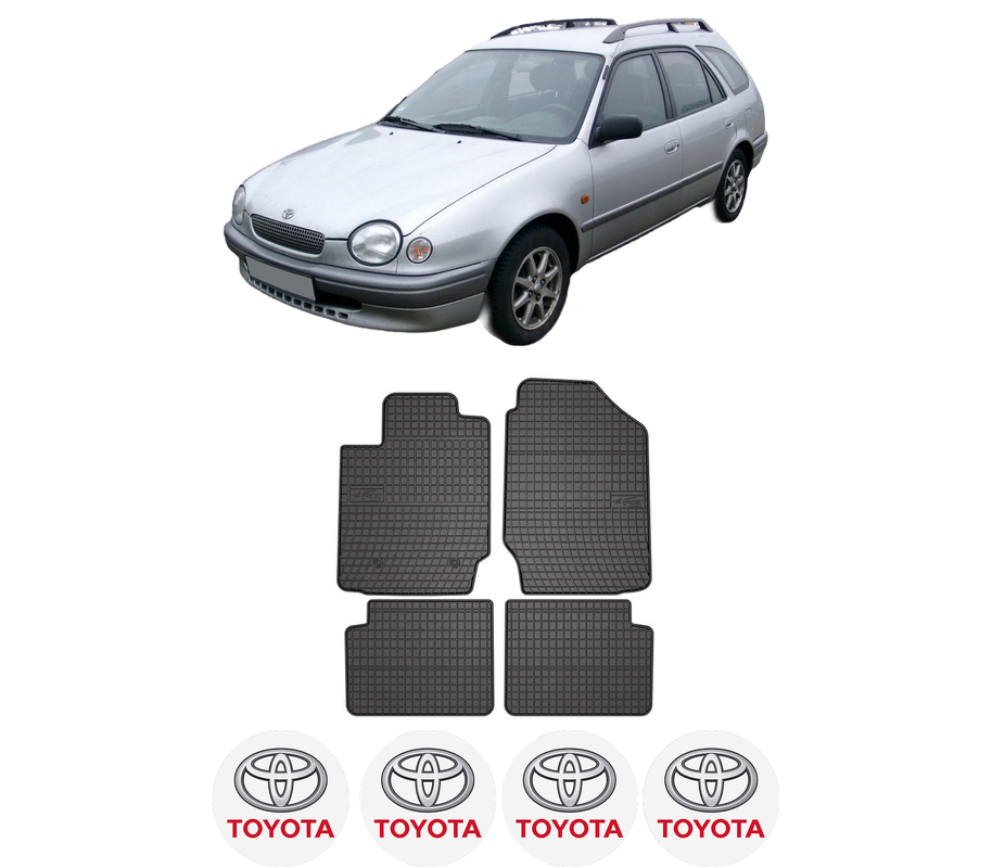 Set covorase presuri TOYOTA COROLLA Estate Van (_E11_) din 2000-2001, auto, din cauciuc thermoplastic, 4 Stickere auto cu TOYOTA