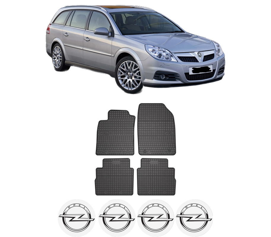 Set covorase presuri OPEL VECTRA C Estate (Z02) din 2003-2009, auto, din cauciuc thermoplastic, 4 Stickere auto cu OPEL