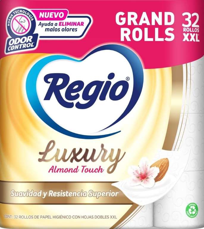 Amazon: Regio Luxury Almond 32 rollos 
