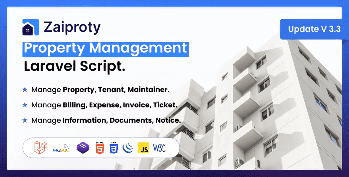 Zaiproty Property Management Laravel Script PHP Bliter GPL
