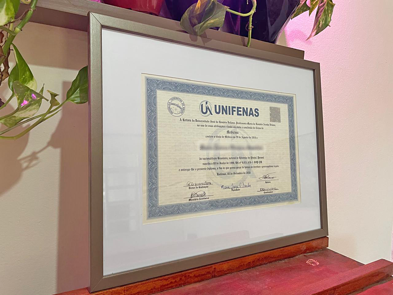 Certificado técnico emoldurado