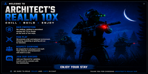 >>> Architects Realm 10X | TruePvE | No KOS | Raidable Bases