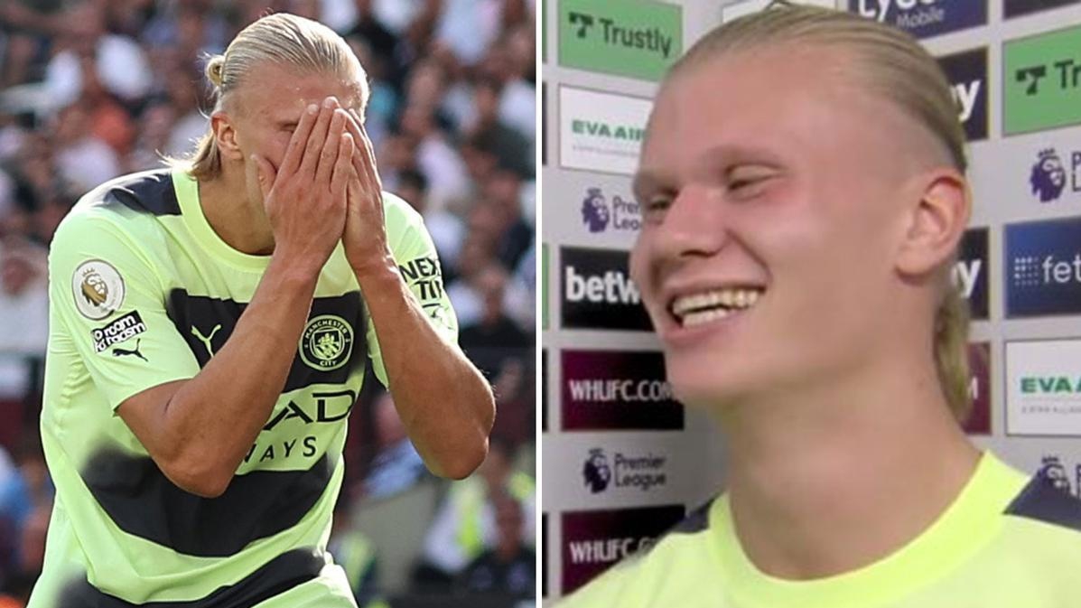 Reportero regaña a Erling Haaland por decir una grosería en vivo