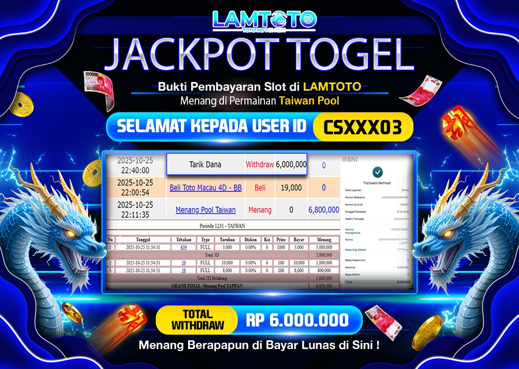 BUKTI JACKPOT LUNAS LAMTOTO