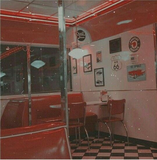 the inside of a retro diner