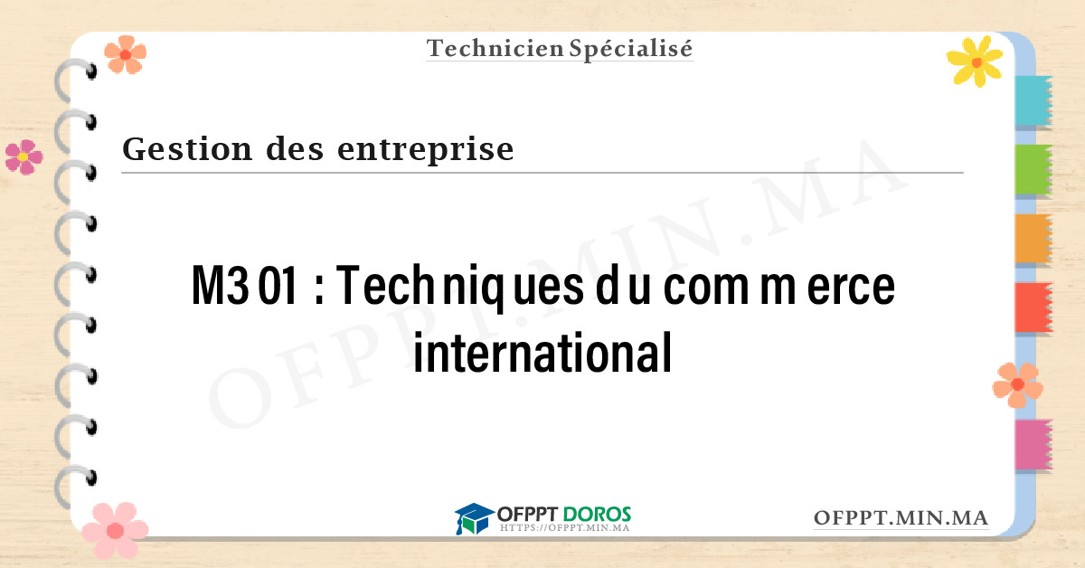 Sommaire détaillé du cours Techniques du commerce international M301 OFPPT - Structure du module