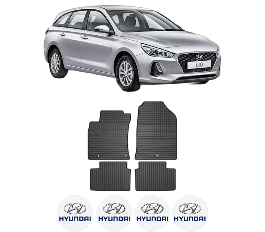Set covorase presuri HYUNDAI i30 Kombi Van (PDE) din 2017-2020, auto, din cauciuc thermoplastic, 4 Stickere auto cu HYUNDAI