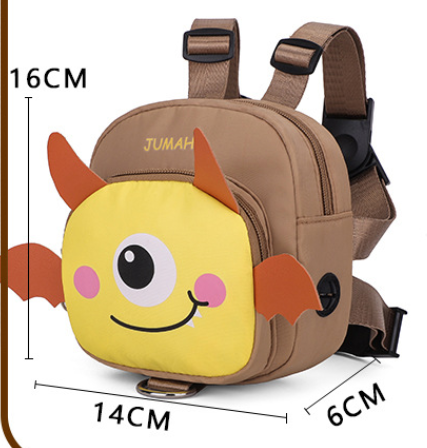 Black Cute Cartoon Monster Pet Backpack | Small Dog Self-Wearing Snack Bag | Adjustable Harness with Leash Attachment and Waste Bag Dispenser