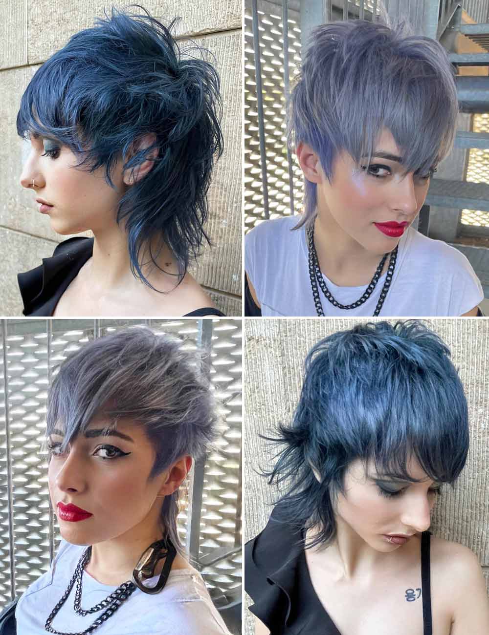 Punk Mullet haircut short at the front and sides and long at the back