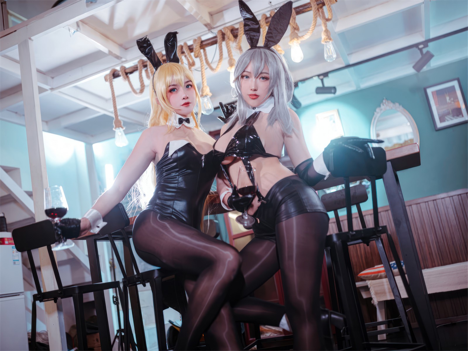 刺青Poi 北卡罗来纳 & 华盛顿 兔女郎 Cosplay｜碧蓝航线 双人写真（含隼隼子）【40P｜308MB】插图3