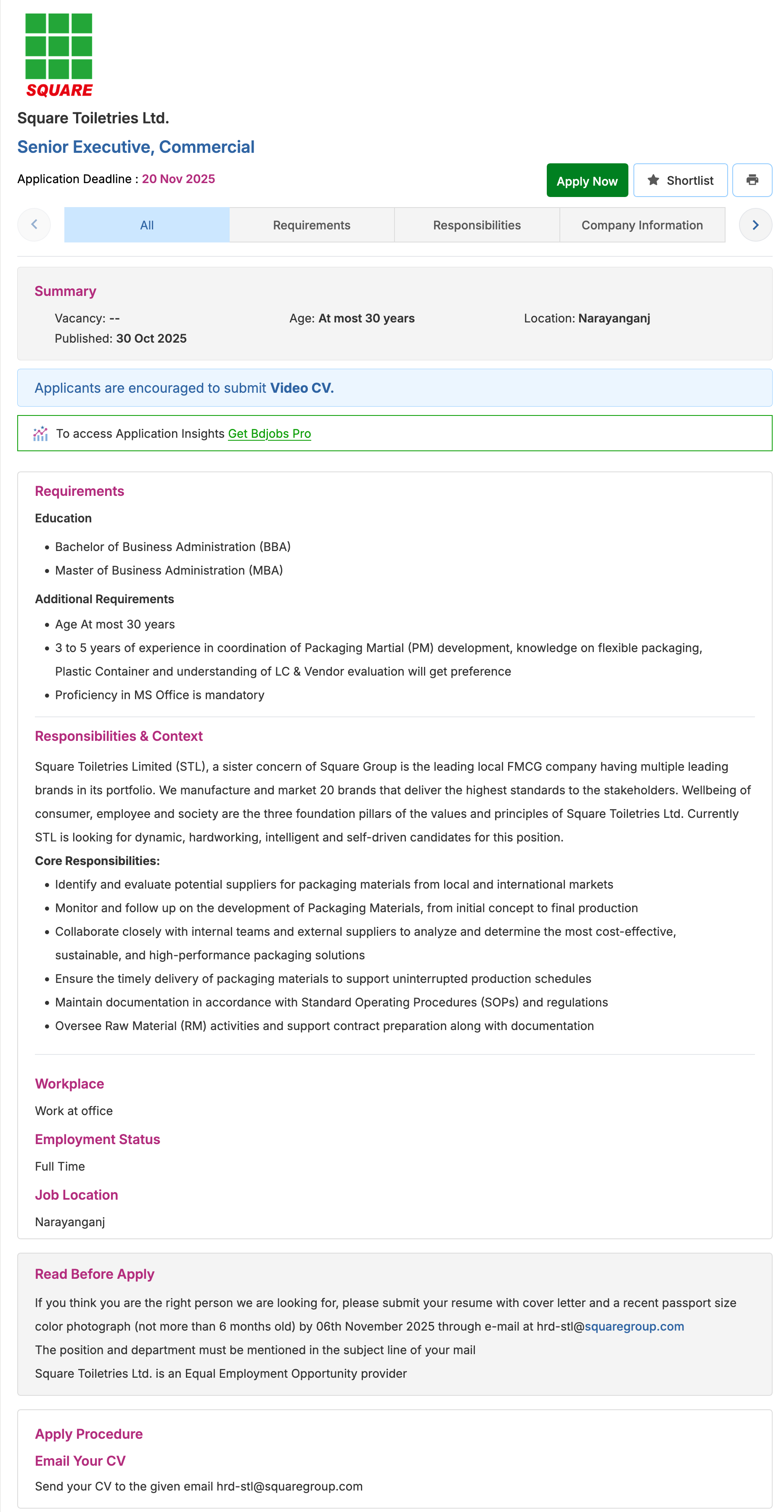 Square Group Job Circular