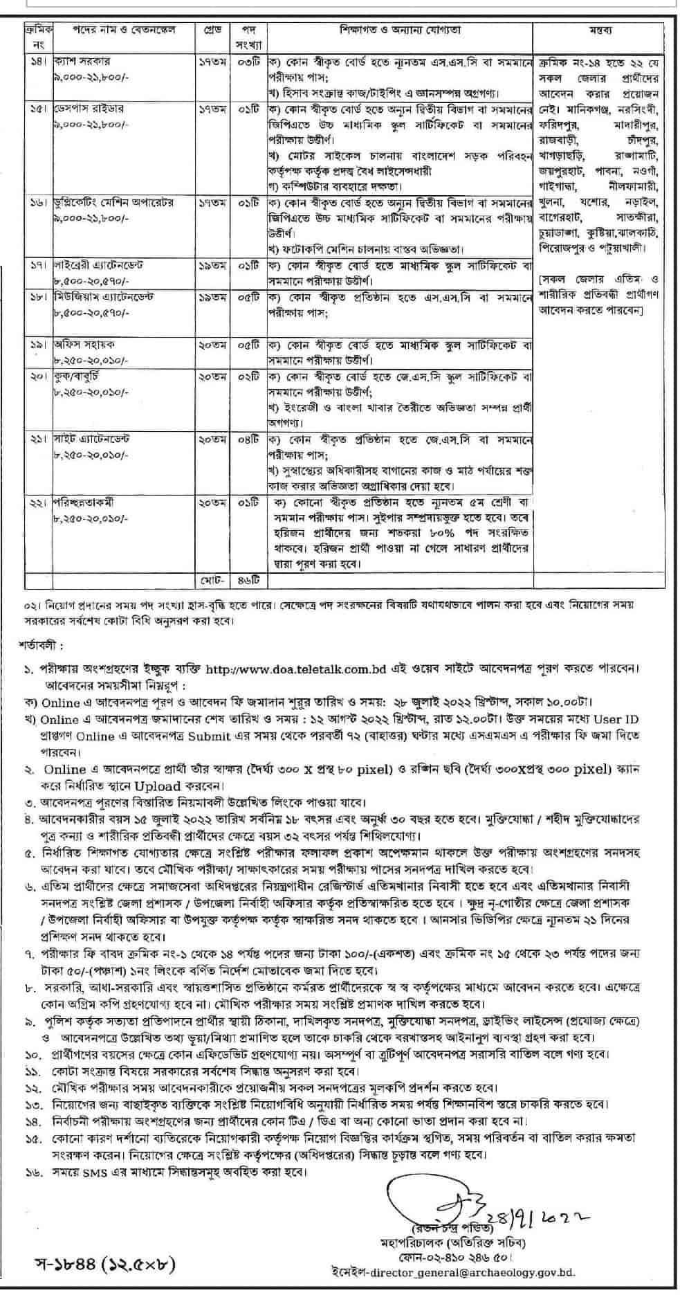 DOA Job Circular 2nd Page