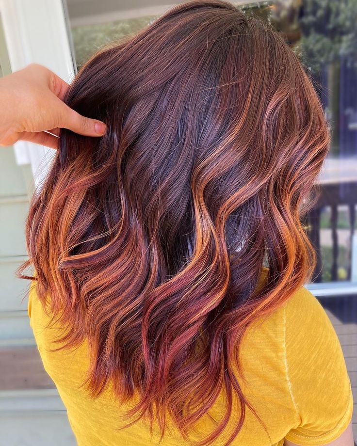 Caramel highlights on Red Hair Color