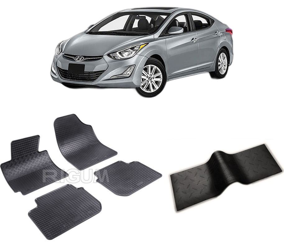 Set covorase auto HYUNDAI ELANTRA V din 07.2011-02.2016, cu covoras tunel median, CAROSERIE SEDAN, Presuri cauciuc 100%, compatibil cu autoturismul HYUNDAI ELANTRA V, Rigum