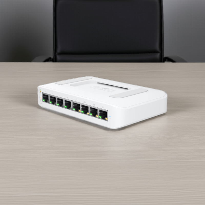 Dashboard do UniFi Network Controller gerenciando o USW-Lite-8-Poe