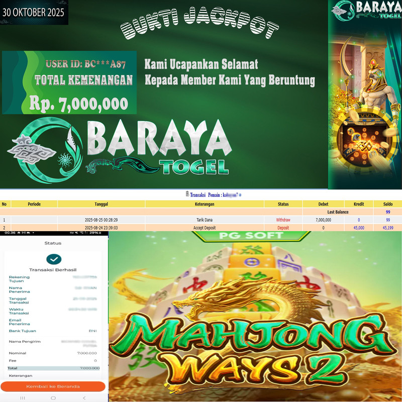 Rp. 7.000.000.- WD LUNAS DI BARAYATOGEL