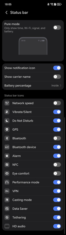 Screenshot 20260127 180526 com hihonor systemmanager Pure Status Bar Settings Activity