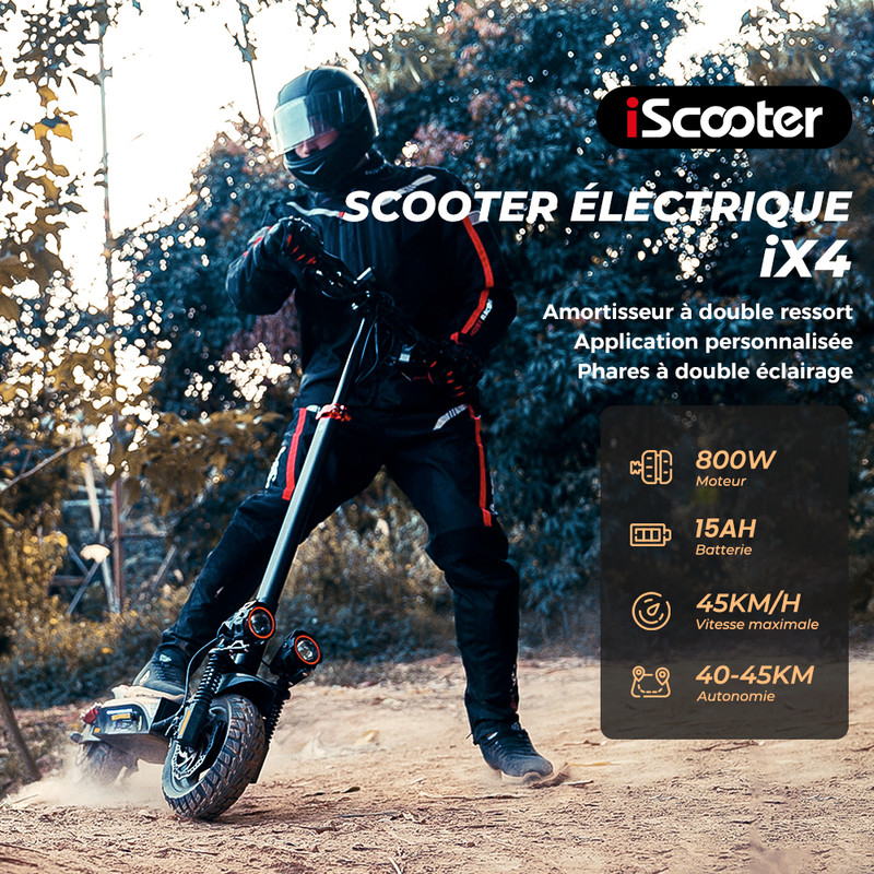 Trottinette électrique IScooter Ix6 – Moteur 1000W, Batterie 17,5Ah, Autonomie 50-70 Km, Pneus 11″, Suspension, Freinage Triple, Antivol NFC, Pliable, Charge Max 150 Kg – Tout-terrain