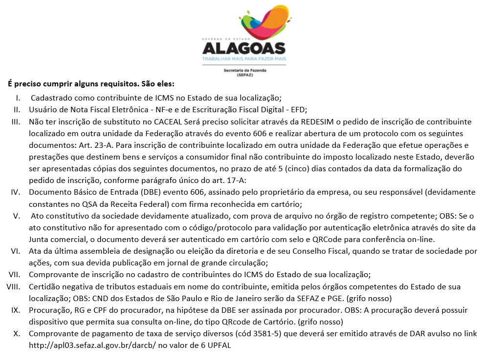 Requisitos necessários para ter uma inscrição