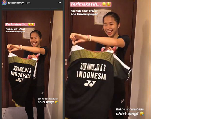 Ratchanok Intanon pamerkan baju Kevin Sanjaya (Instagram/ratchanokmay)