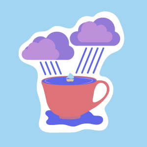 playlist cover of a sailboat in a mug and being rained on
