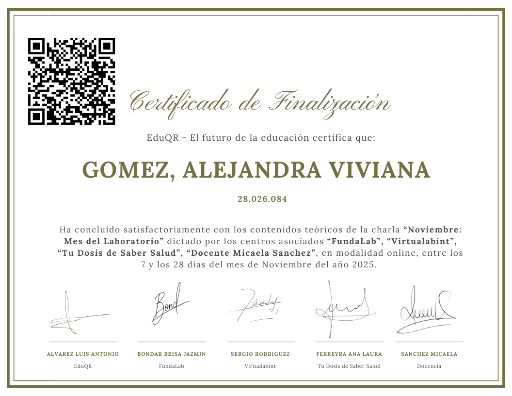 Certificado charlas laboratorio clínico