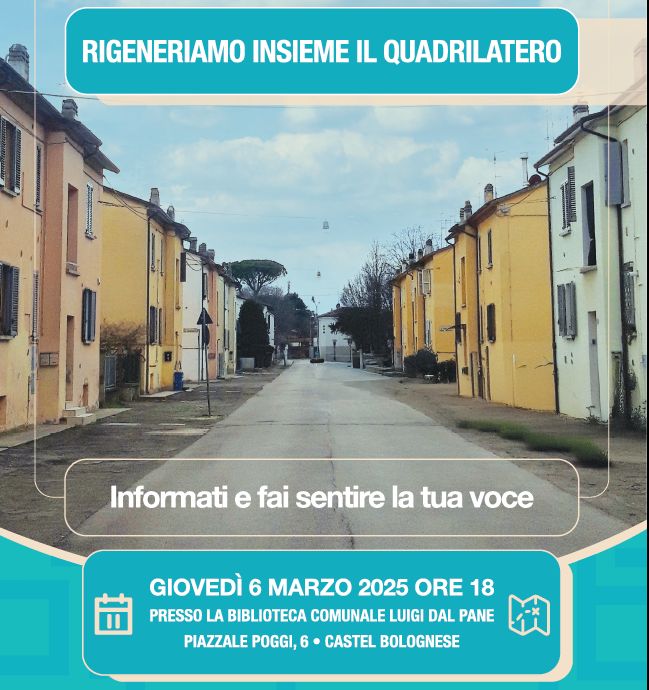 Giovedì 6 marzo Incontro pubblico di avvio del percorso di rigenerazione urbana del quartiere Quadrilatero