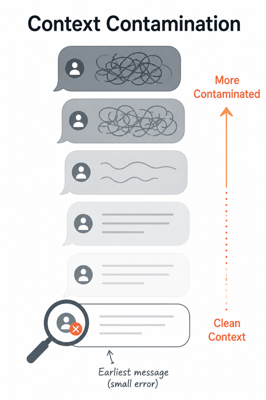 ChatGPT gives consistently bad answers due to context contamination diagram