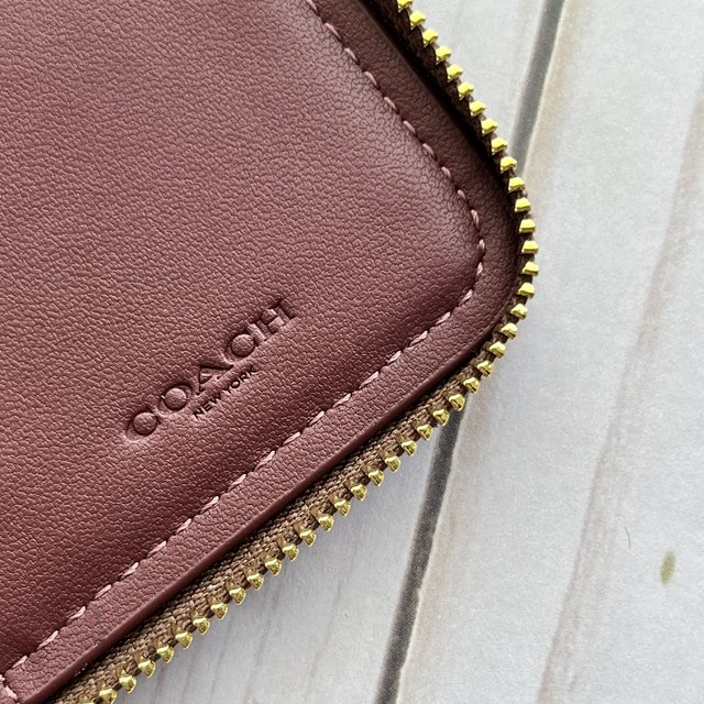 COACH Small Zip Around Wallet In Signature Jacquard Khaki COACH Small Zip Around Wallet In Signature Jacquard Khaki