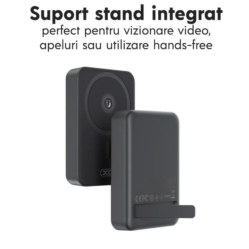 Baterie externa cu incarcare wireless XO PR231, 15W+PD20W, Magnetica, Suport Stand, 10000mAh, Incarcare rapida, Mov l bdto ja
