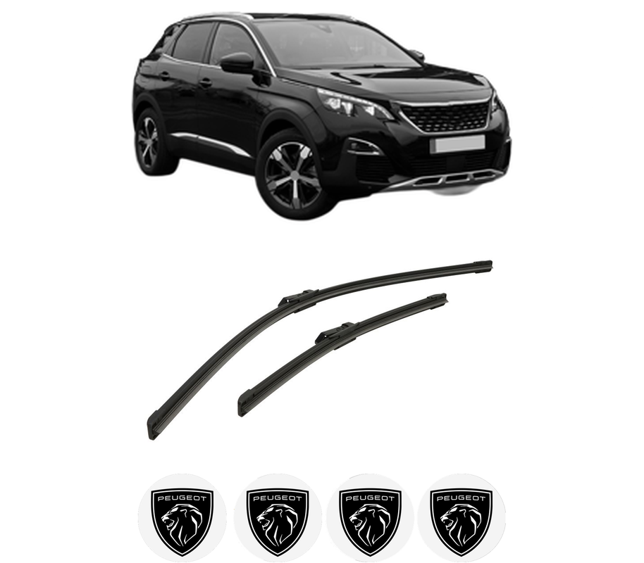 Set stergatoare auto PEUGEOT 3008 II SUV (MC_, MR_, MJ_, M4_) din 2016-2023, pentru parbriz auto, 2 bucati, Bosch Aerotwin, din cauciuc siliconat rezistent, 4 Stickere Auto PEUGEOT