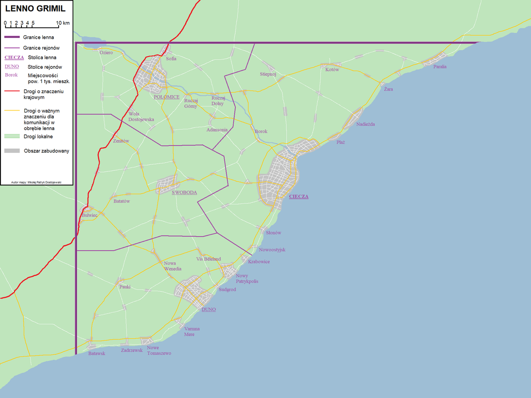 mapa lenna z podziałem i nazwami