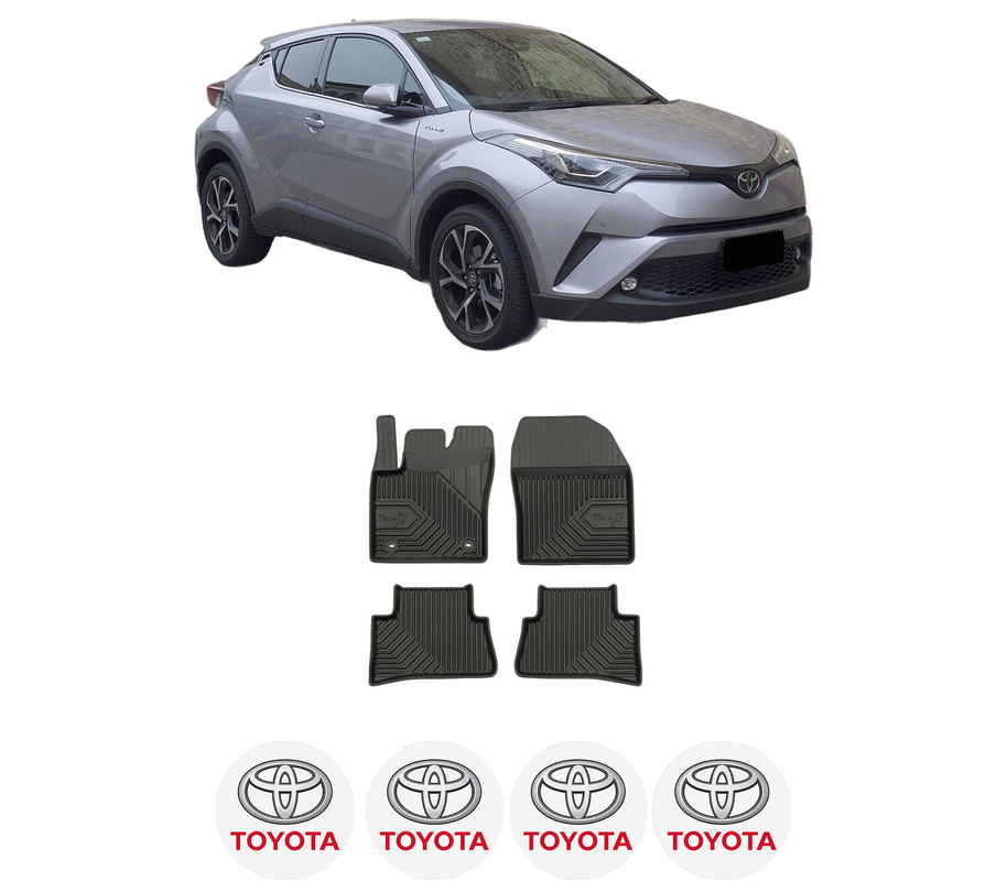 Set covorase presuri TOYOTA C-HR VAN (_X1_) din 2016, auto, din cauciuc thermoplastic, 4 Stickere auto cu TOYOTA