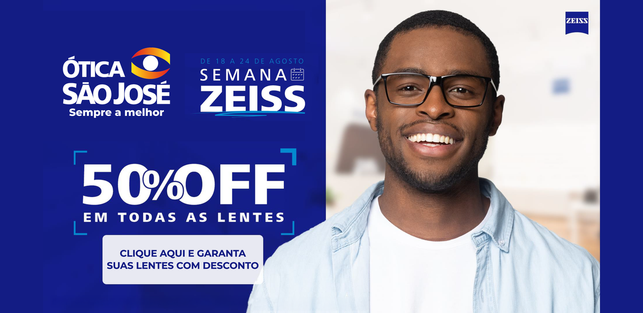 Semana ZEISS: 50% OFF em todas as lentes. Clique para garantir seu voucher pelo WhatsApp.