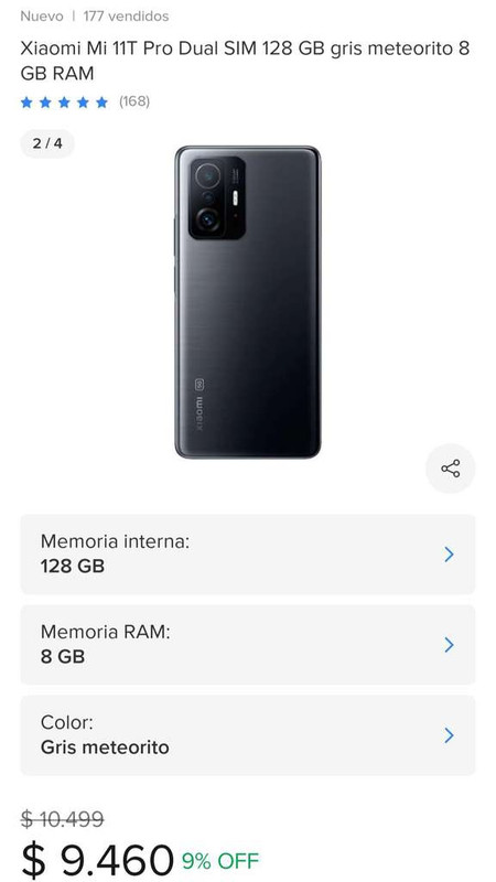 Mercado Libre: Celular Xiaomi Mi 11T Pro de 128GB, 8GB de Ram con el cupón SOYLIBRE 
